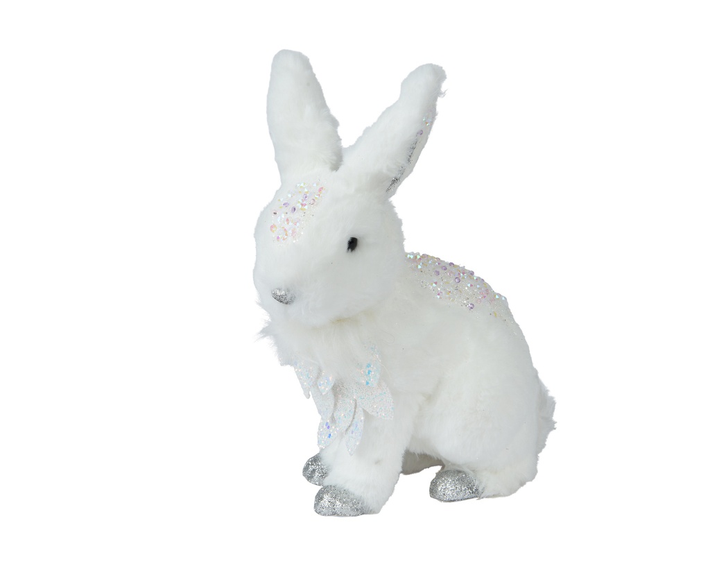 CONEJO BLANCO CON PURPURINA -L12.00-W21.00-H25.00cm