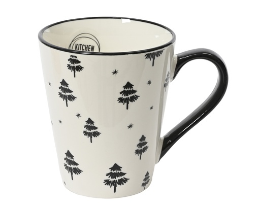 TAZA PORCELANA DIBUJO ARBOLITO NEGRO - L8.70-W12.30-H10.00cm