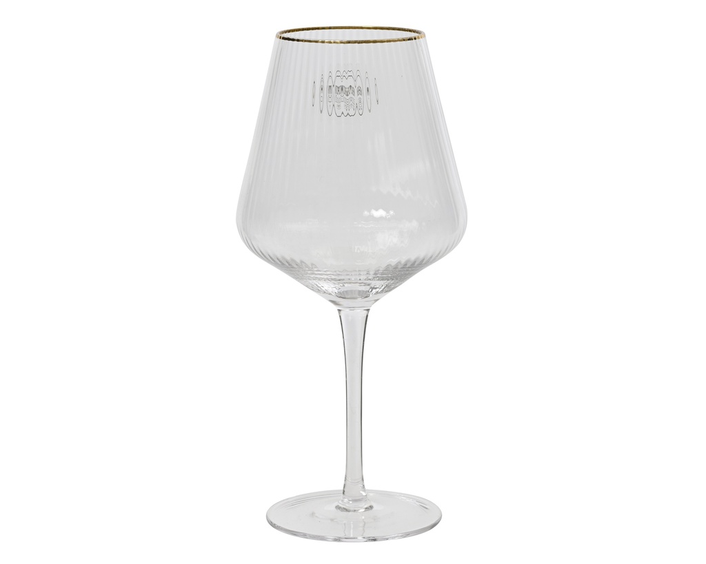 COPA VINO CON RELIEVE ONDULADO Y BORDE DORADO -dia10.00-H22.00cm