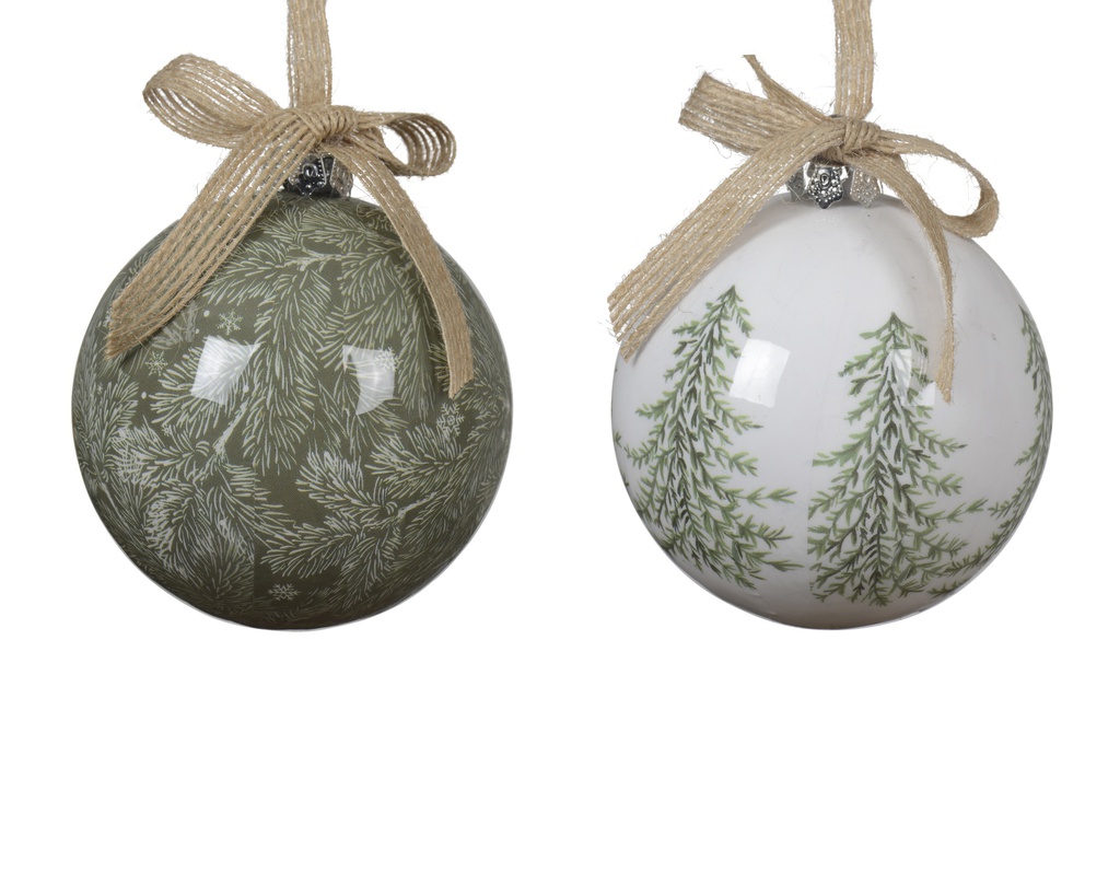 ***BAUBLE POLYFOAM BOW WHITE/GREEN dia8.00-L8.00-W8.00-H9.30cm