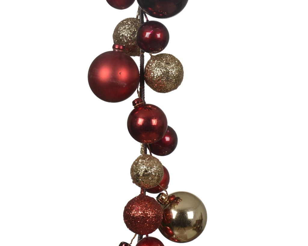 GUIRLANDE DE BOULES DE NOEL - PLASTIQUE - MATTE/BRILLANTE/PAILLETTE - L6.00-W6.00-H180.00cm