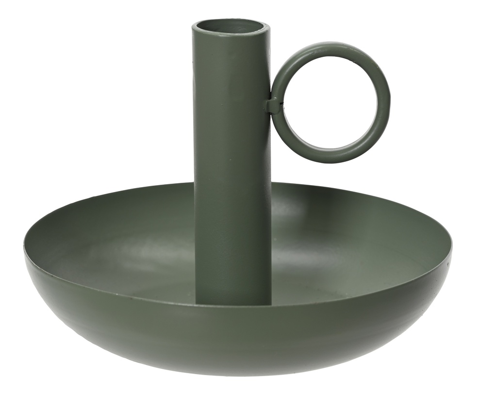 ***CANDLEHOLDER IRON GREEN dia14.00-H10.00cm