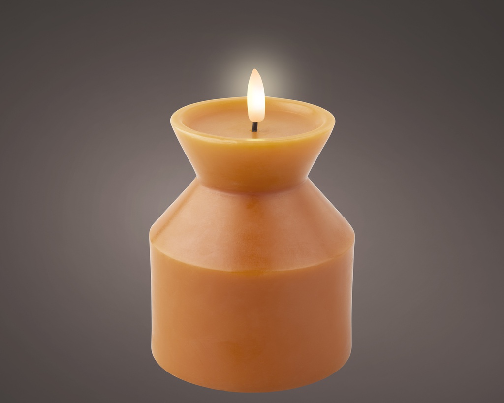 ***LED WICK CANDLE BO INDOOR ORANGE/WARM WHITE dia10.00-H14.00cm-1L