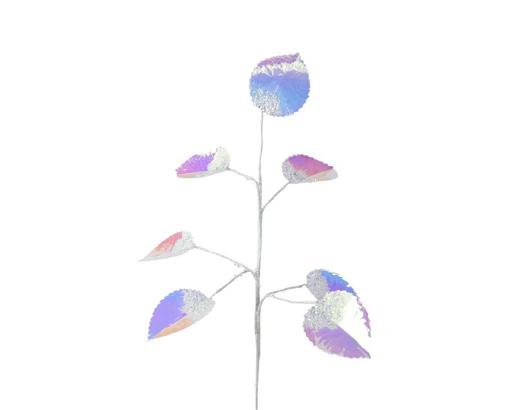 BRANCHE AVEC FEUILLES NACREES/IRIS - L0.50-W22.00-H68.00cm