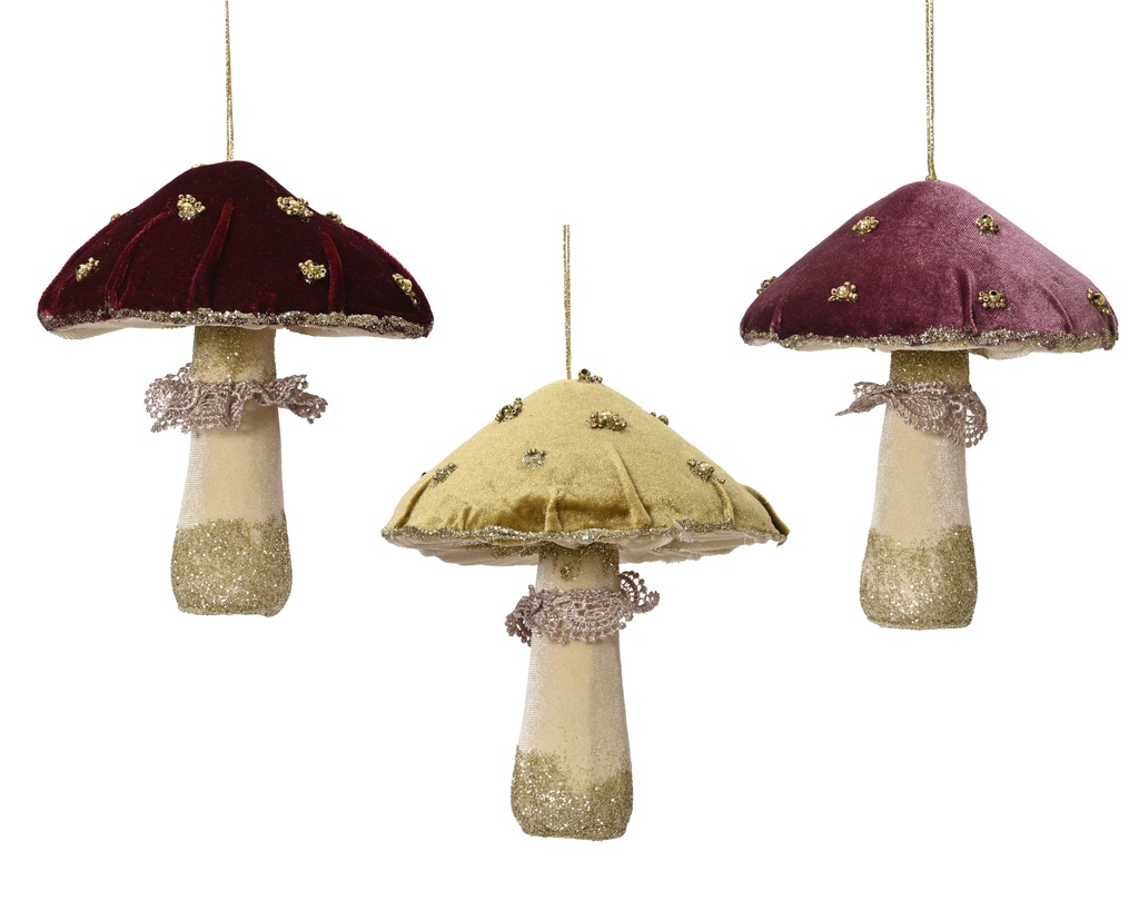 ***MUSHROOM POLYESTER VELVET 0 L10.00-W10.00-H12.00cm