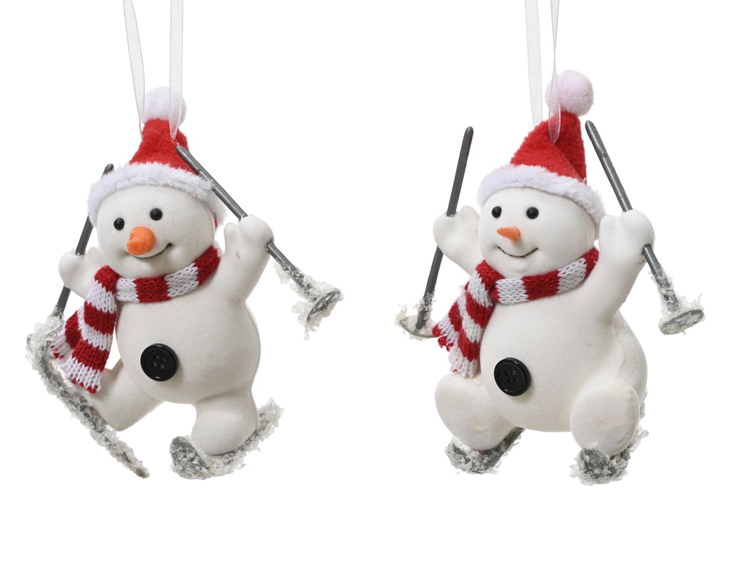 BONHOMME DE NEIGE A SUSPENDRE - 2 FIGURINES - PRIX A L'UNITE - L11.00-W6.00-H11.00cm