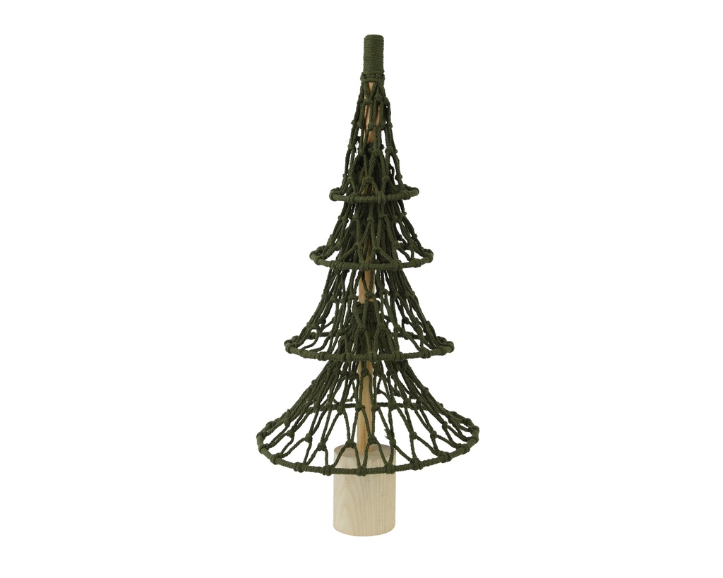 ARBRE CROCHETE AVEC PIED EN BOIS - COTON VERT - dia34.00-H73.00cm