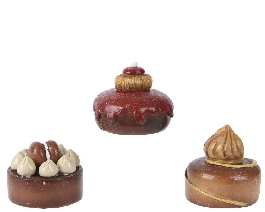 GATEAU EN RESINE - 3 ASSORTIMENTS - PRIX A L'UNITE - 0 L6.00-W6.10-H5.90cm