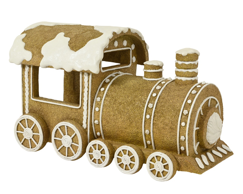 LOCOMOTIVE EN FIBRE - CHOCOLAT/GINGEMBRE - L114.30-W55.25-H68.26cm