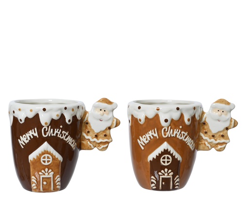 TASSE EN CERAMIQUE - MOTIFS CHALETS - CHOCOLAT OU COOKIE - PRIX A L'UNITE - L9.50-W14.00-H10.50cm