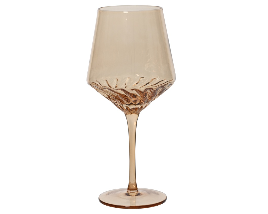 VERRE A VIN AVEC RELIEFS - AMBRE - dia10.20-H22.60cm