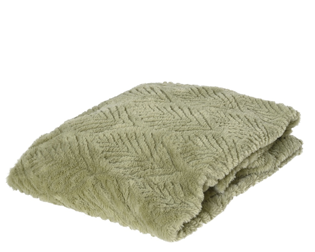 COUVERTURE AVEC FEUILLES EN RELIEF - VERT OLIVE - L130.00-W170.00-H1.50cm