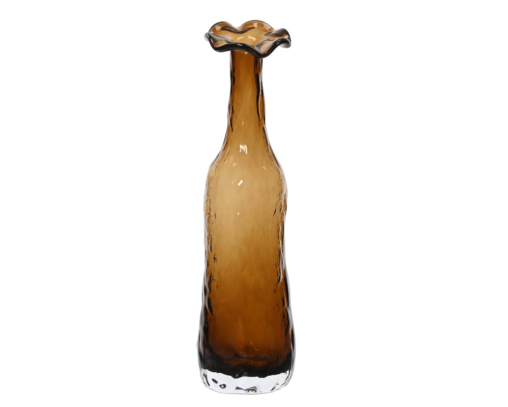 VASE EN VERRE ETROIT - BOUCHE EN FORME DE FLEUR - dia9.50-H33.00cm