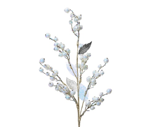 BRANCHE AVEC DES BAIES - BLANC/ARGENT - L15.00-W2.00-H69.00cm