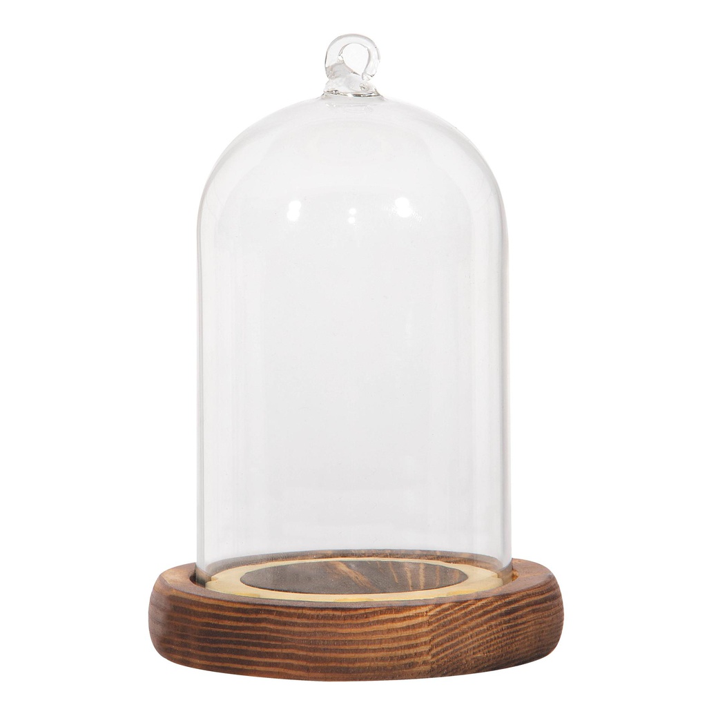 CAMPANA CRISTAL CON BASE MADERA - SE PUEDE COLGAR - M9XH13,5