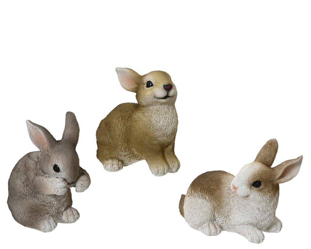 ***BUNNY POLYRESIN ASSORTED L7.50-W12.00-H9.50cm