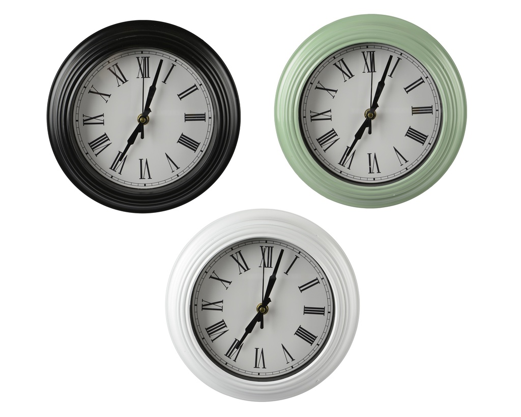 ***CLOCK PLASTIC ASSORTED dia22.70-H22.70cm