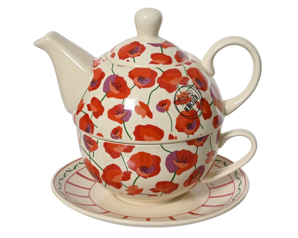 ***TEA FOR ONE PORCELAIN RED/COLOUR(S) L17.00-W14.00-H12.00cm