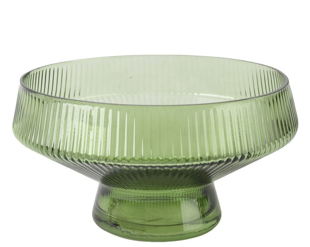 ***VASE GLASS GREEN dia23.60-H12.80cm