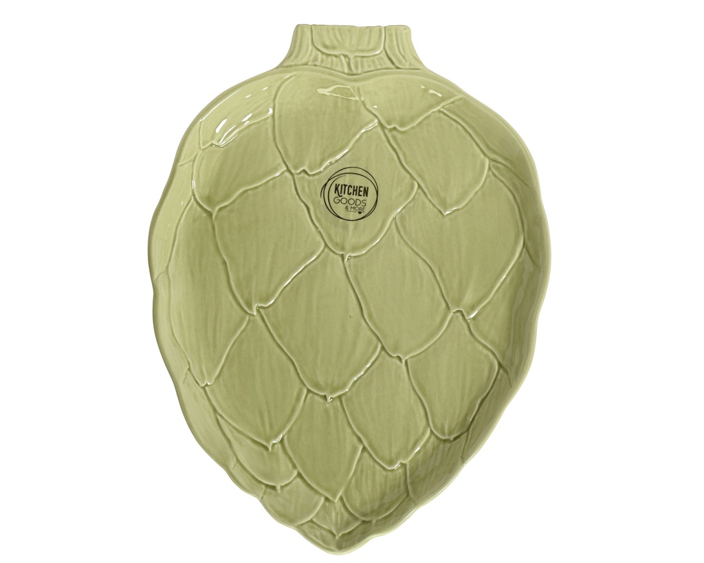 PLATO DESAYUNO CERAMICA VERDE - FORMA HOJA  L16.30-W21.90-H2.00cm