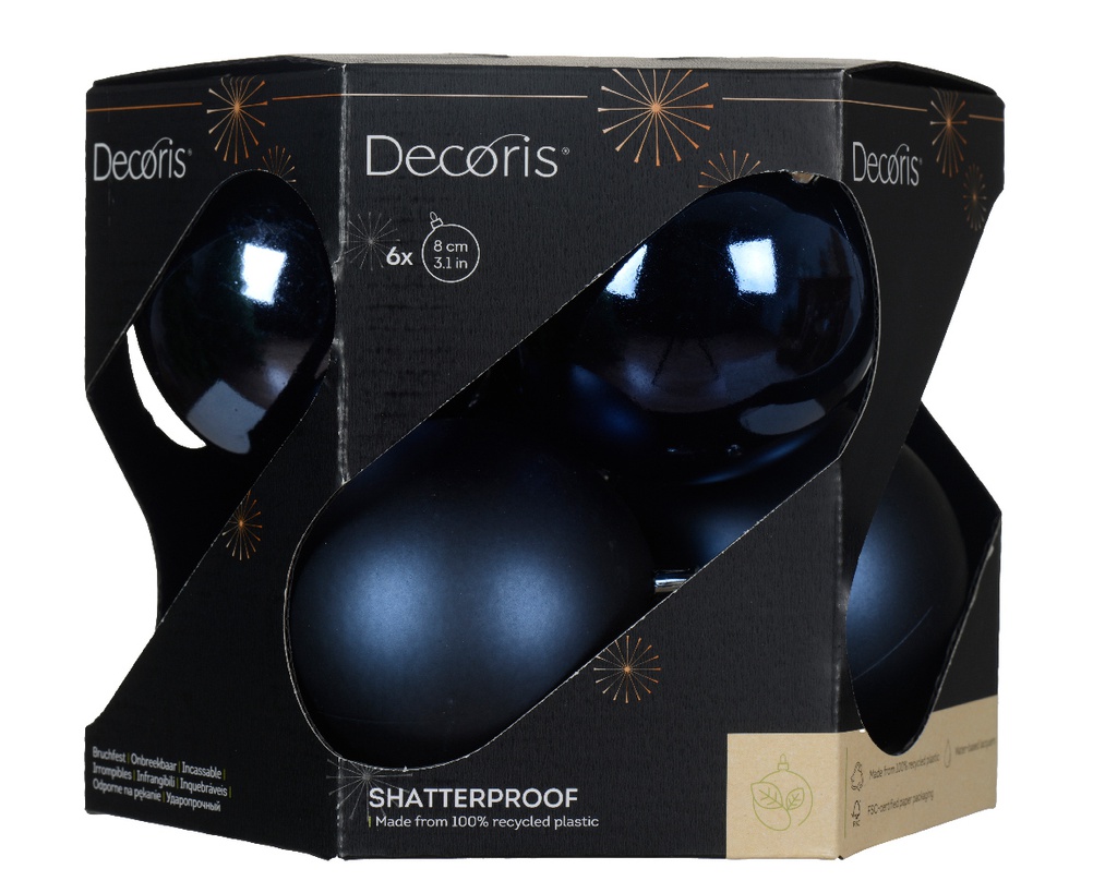 ***BAUBLES SHATTERPROOF SH- MT NIGHT BLUE dia8.00cm