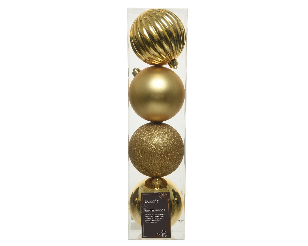 ***BAUBLES SHATTERPROOF SHINY-MATT-GLITTER LIGHT GOLD dia10.00cm