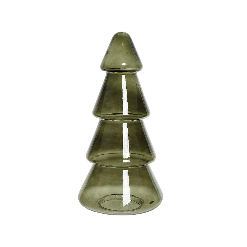 SAPIN EN VERRE - 4 NIV - D22X46CM - VERT