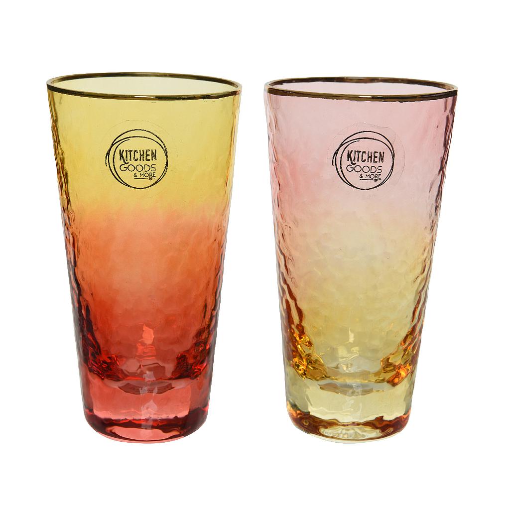 VASO LARGO CRIS D8X15CM-300ML 2COL UD