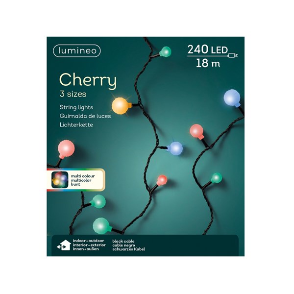 GUIRLANDE CERISE 3 TAILLES 1800CM-240LED/MULTI/EXT