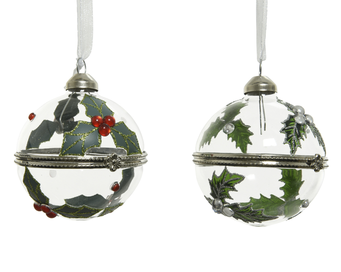 GL GIFT BAUBLE HOLLY DECOR 2AS DIA6CM