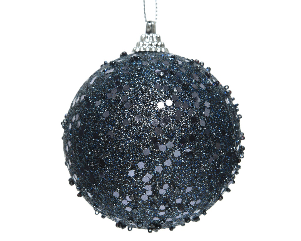 FOAM BAUBLE W GLITTER W HANGER DIA8CM