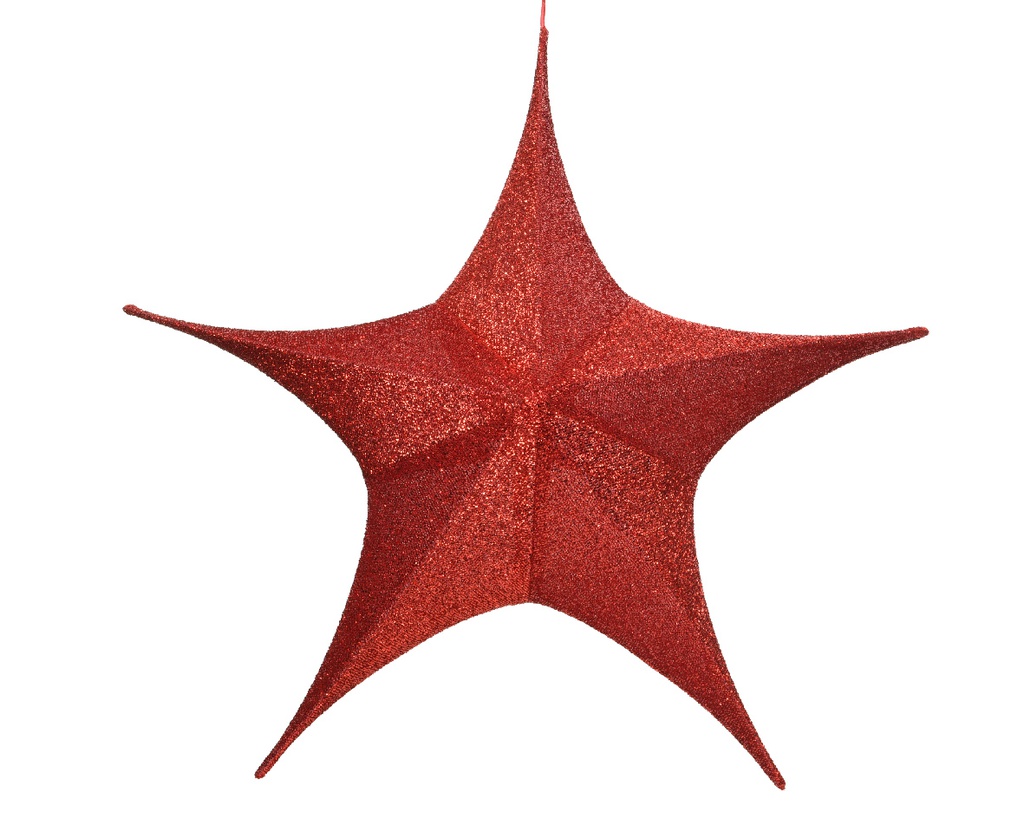 ESTRELLA TELA ROJA COLG 80CM