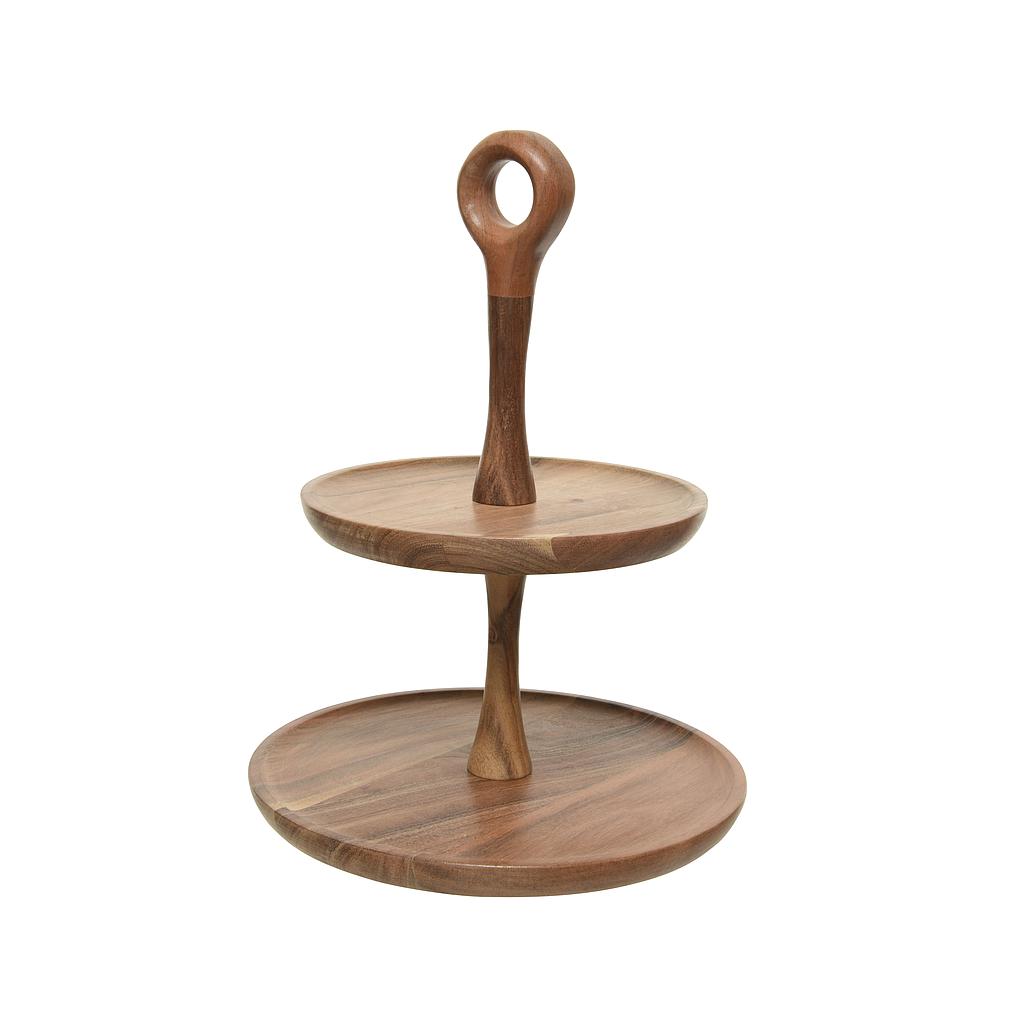 CAKE STAND ACACIAWOOD DIA25-L25-W25-H32CM