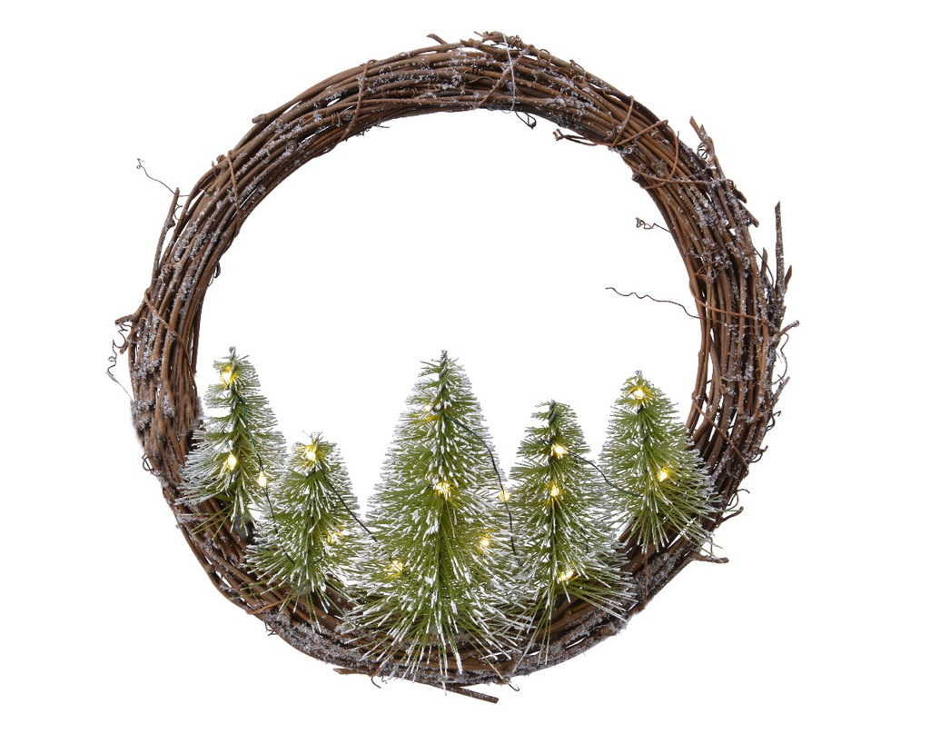 COURONNE AVEC MICRO ARBRES LED DIA24CM-15L