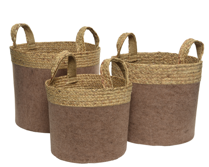 CESTAS FIELTRO MARRON - SET DE 3