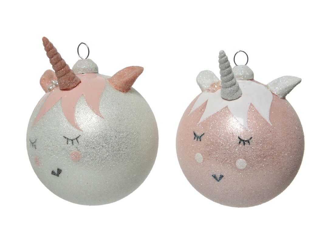 BAUBLE GLASS UNICORN DIA8CM