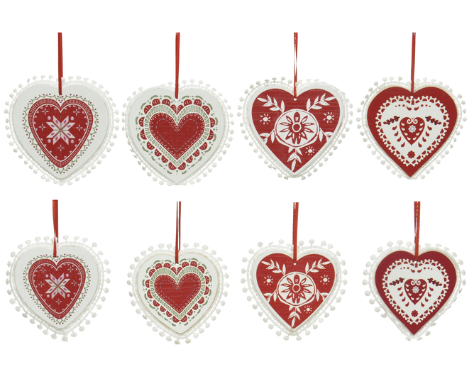 COEUR EN BOIS - 12CM - 4 DESIGN DIFFÉRENTS - PRIX 2 PIÈCES