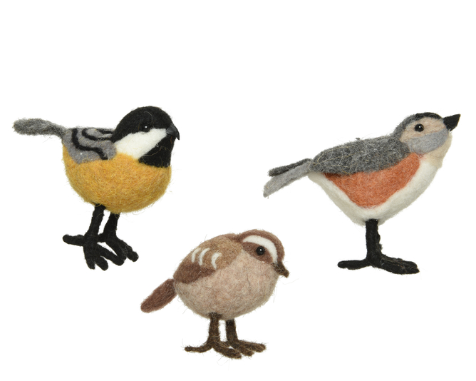 PAJARO LANA - NATURAL - 12CM - 3 DISEÑOS DIFERENTES - PRECIO UD