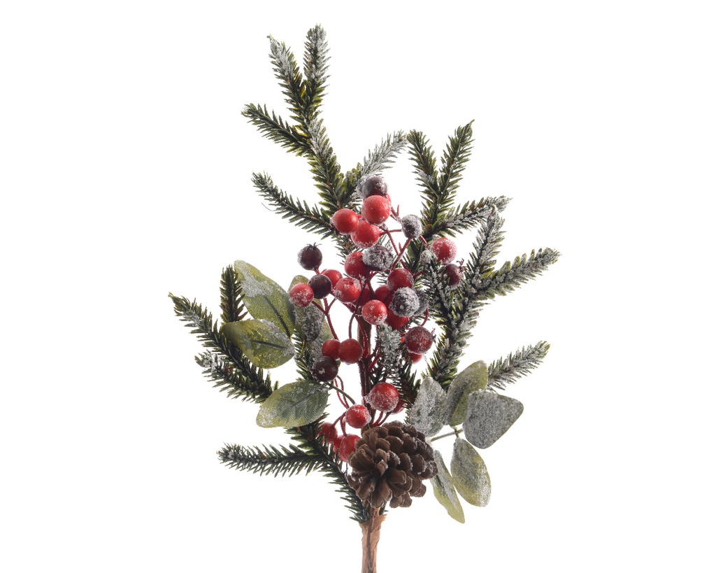 *C*DECORATED SPRAY BERRIES SNOW