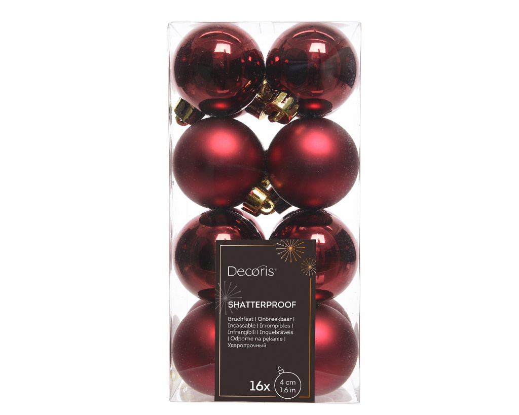 BOULES DE NOEL EN PLASTIQUE - ROUGE SANGUIN - DIA4CM