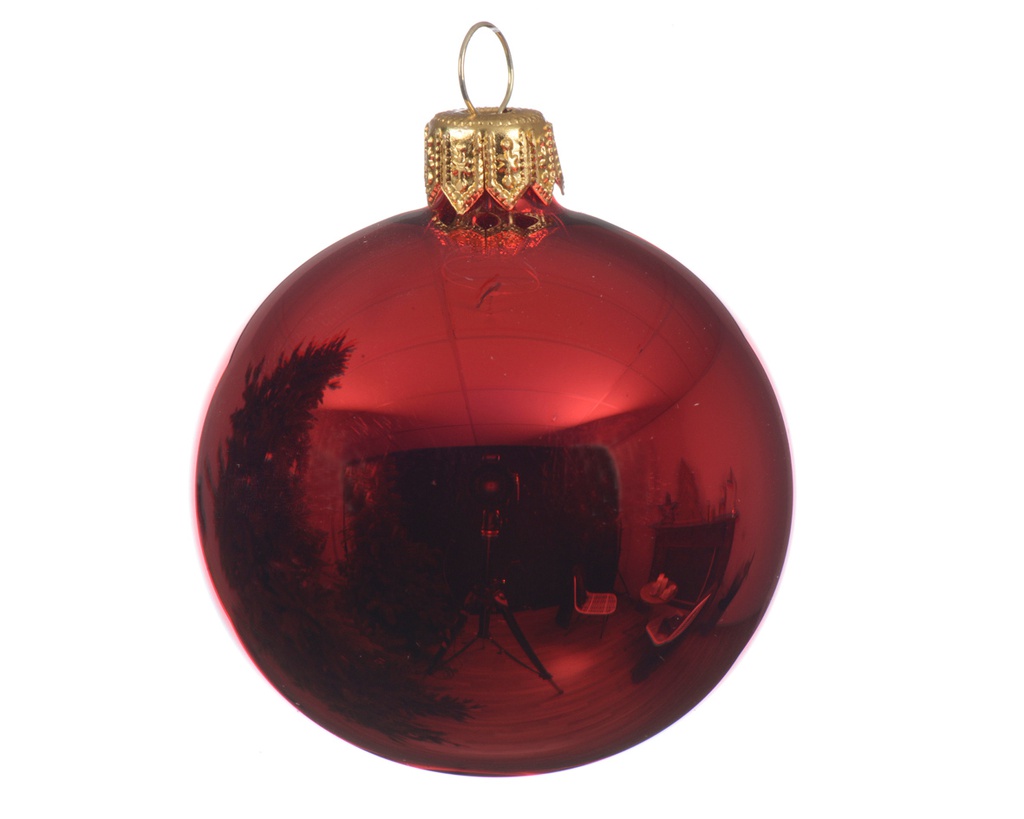 BOLA PLASTICO SHINY CHRISTMAS RED dia15.00cm