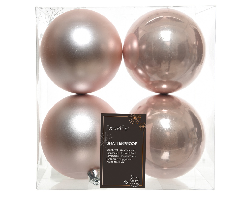 BOULES DE NOEL EN PLASTIQUE - ROSE ROUGEATRE - DIA10CM