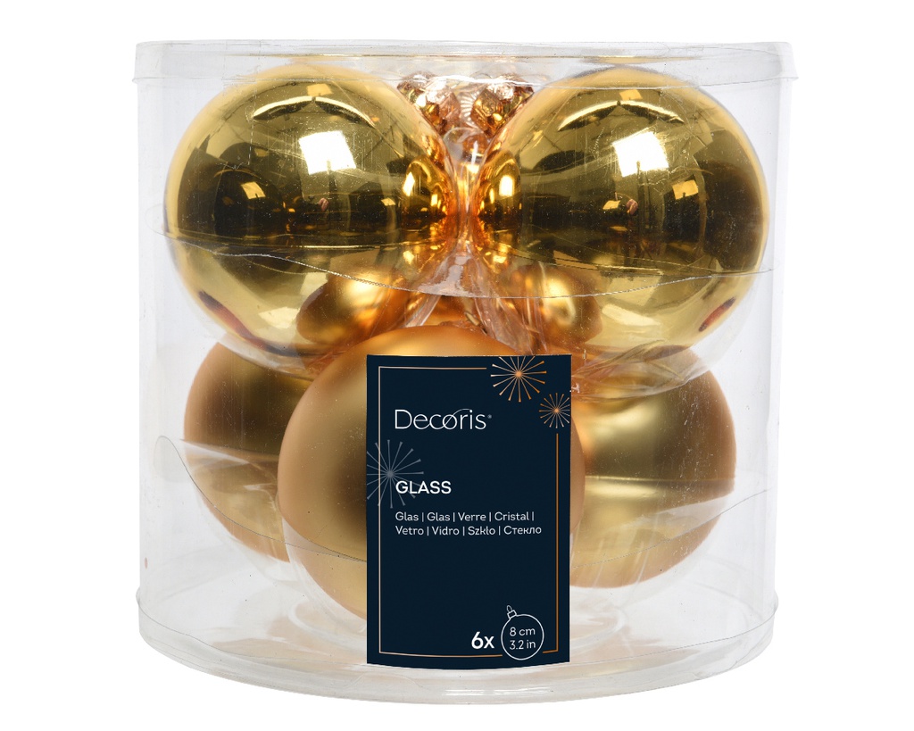 BOULES DE NOEL EN VERRE - OR - DIA8CM