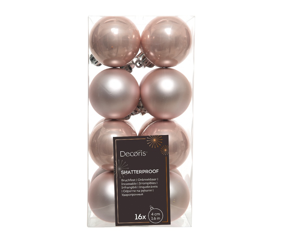 BOULES DE NOEL EN PLASTIQUE - ROSE ROUGEATRE - DIA4CM