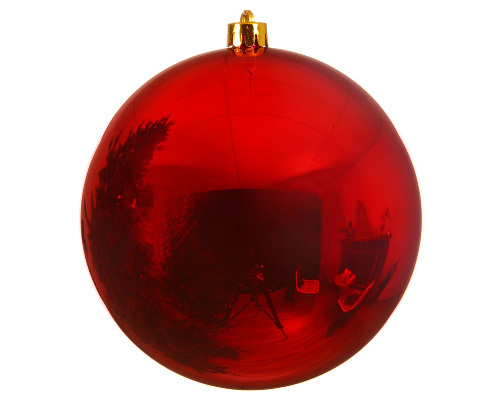 BOULE DE NOEL EN PLASTIQUE - ROUGE - DIA20CM