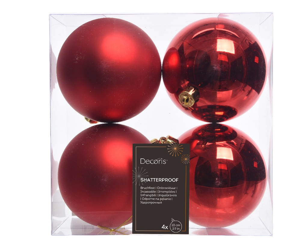 BOLA PLASTICO CHRISTMAS RED dia10.00cm