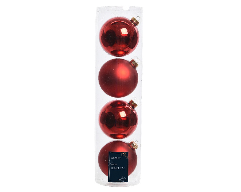 BOULES DE NOEL EN VERRE - ROUGE - DIA10CM