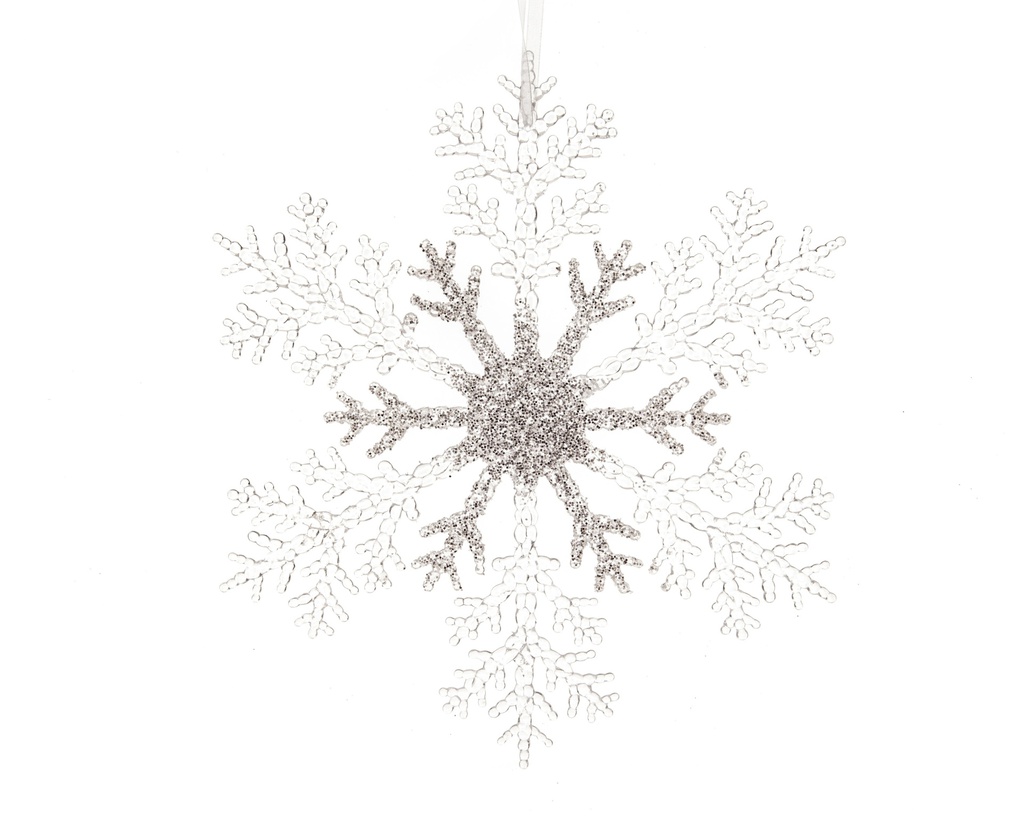 PLASTIC SNOWFLAKE WITH HANGER DIA32-H0.80CM