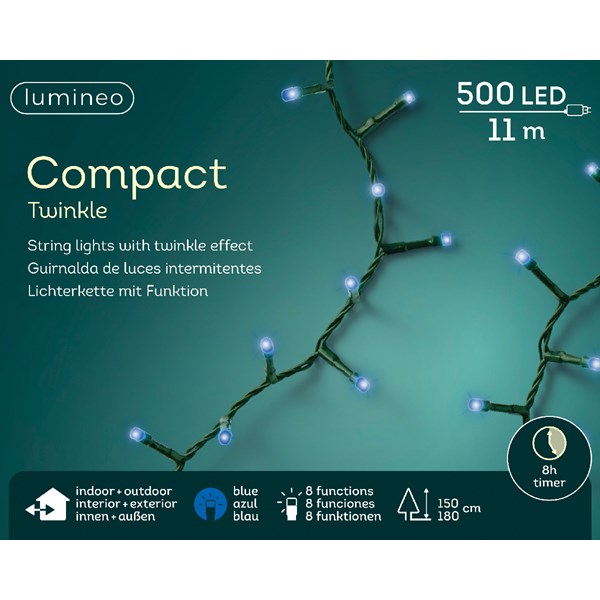 GUIRLANDE COMPACT 1100CM-500LED/BLEUE/8H/8F