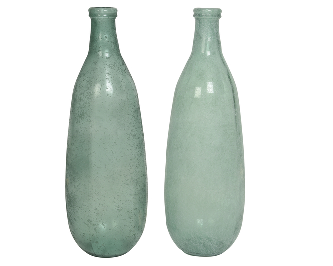 VASE EN VERRE RECYCLÉ - VERT - 75CM - 2 ASSORTIMENTS - À L' UNITÉ